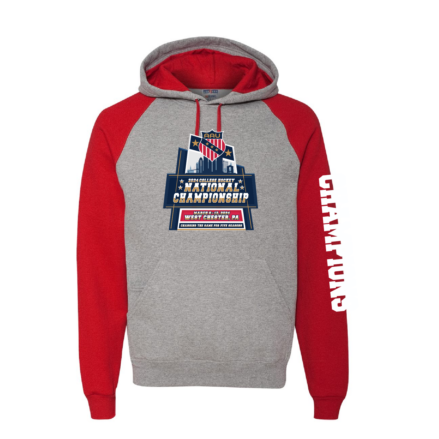 AAU College Hockey Nationals Jerzees Colorblocked Raglan Hooded Sweatshirt