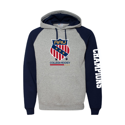 AAU College Hockey Jerzees Colorblocked Raglan Hooded Sweatshirt