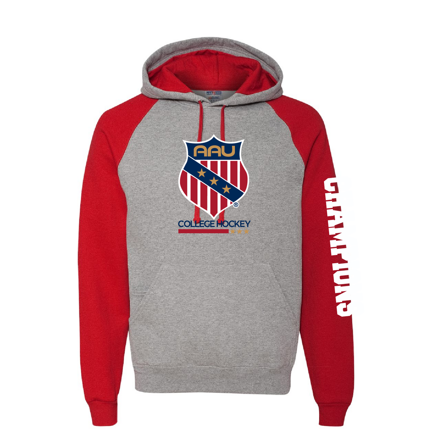 AAU College Hockey Jerzees Colorblocked Raglan Hooded Sweatshirt